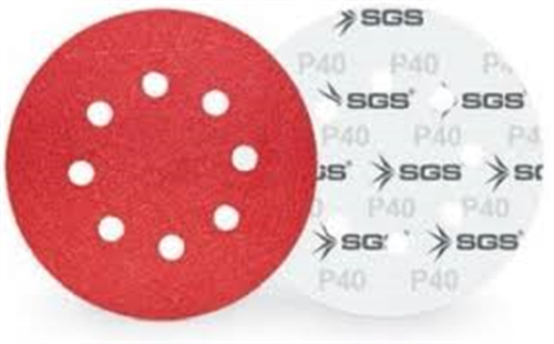 SGS 225MM CIRTLI ZIMPARA 6 DELİKLİ P150 KUM AHŞAP KIRMIZI 